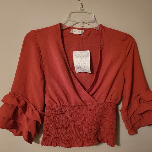 Altar'd State Tops - Elegant Red Ruffled Women's Top